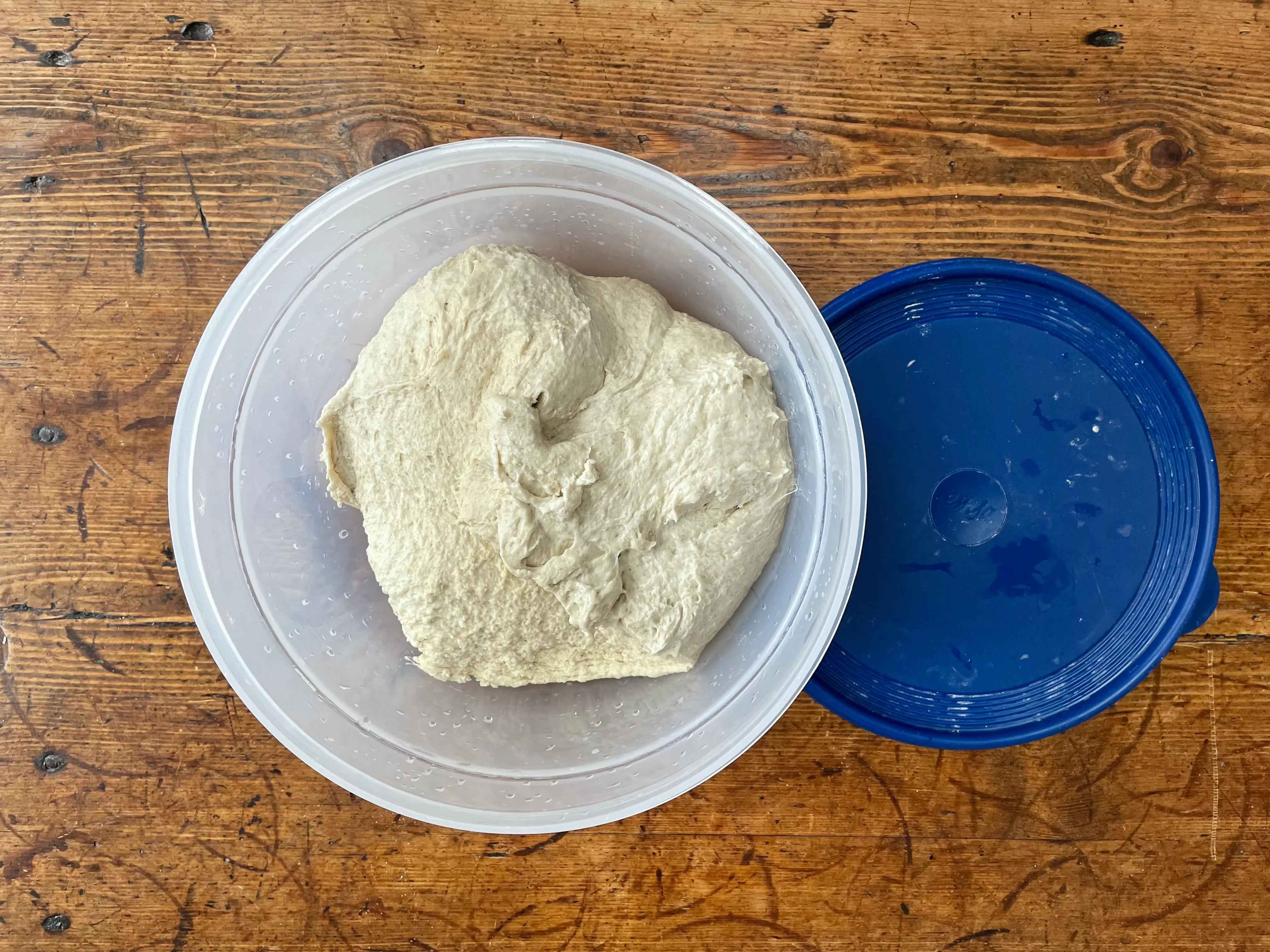 Dough roughly mixed but not yet stretched.